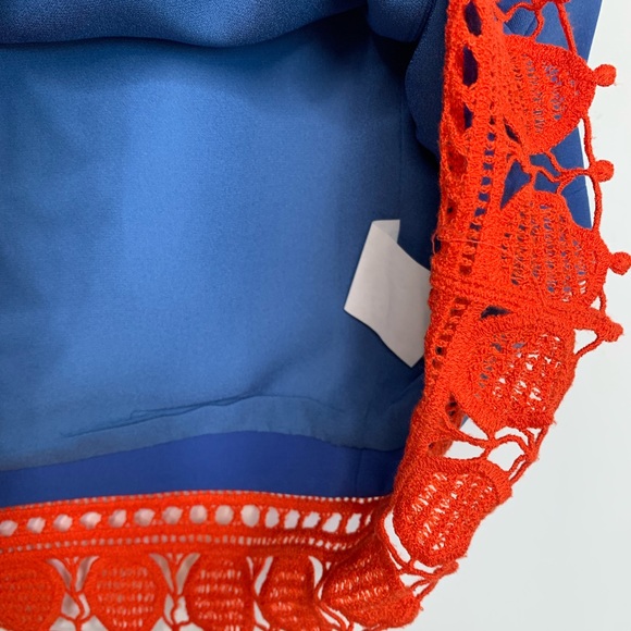 Tory Burch Dress Marissa Crochet Trim Runway Blue tunic dress Size 2 595$ RETAIL - Picture 9 of 11